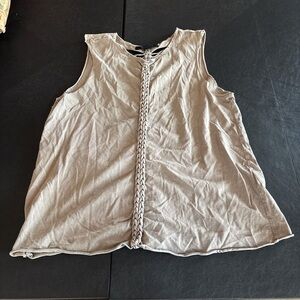 Braided Detail Beige Sleeveless Top